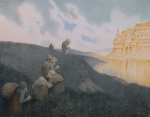On the way to a feast at the Troll castle by Theodor Kittelsen