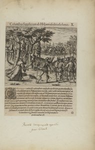 Columbus Takes Punishment from the Rebellious Spaniards, from book Americae, part four