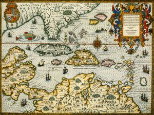 DeBry Map of Caribbean & Florida 1594