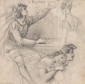 A Sheet of Sketches - Theatrical Studies by Theodor von Holst