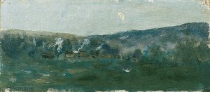 Hilly Landscape with Crescent Moon by Theodor von Hormann