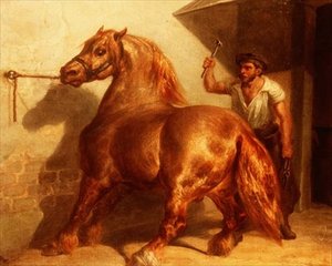 Cart Horse at the Blacksmith by Theodore (attr. to) Gericault