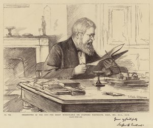 Celebrities of the Day, the Right Honourable Sir Stafford Northcote, Baronet, MP, DCL, GCB by Theodore Blake Wirgman