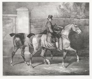 A Groom Exercising Two Horses