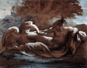 Leda and the Swan. Drawing by Theodore Gericault by Theodore Gericault
