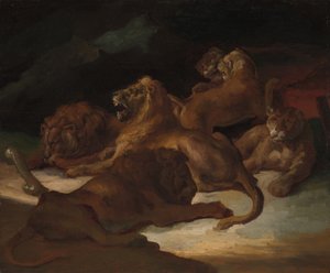 Lions in a Mountainous Landscape, ca. 1818-20 by Theodore Gericault