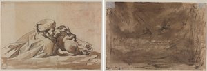 Man Clutching a Horse in Water, after Poussin