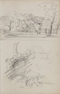 View of a Country House and Studies of Bushes and Foliage by Theodore Gericault