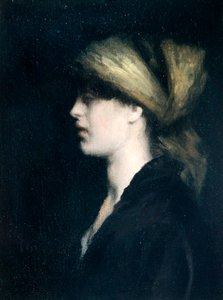 Chiaroscuro, a Profile, the Golden Scarf, c.1900