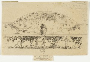 Jupiter and Alcmene and Nymphs and Satyrs on a Frieze Medallion, Study for Decoration of a Frame
