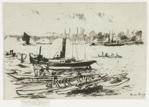 The Steam Launch, Chelsea Embankment by Theodore Roussel