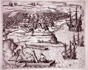 Fourth voyage of Christopher Columbus on the island of Jamaica in 1503
