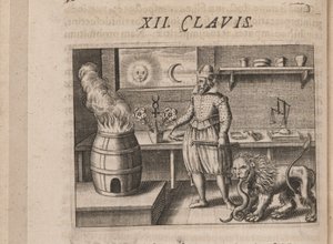 Illustration for Tripvs Avrevs, Hoc Est, Tres Tractatvs Chymici Selectissimi, 1618 by Theodore de Bry