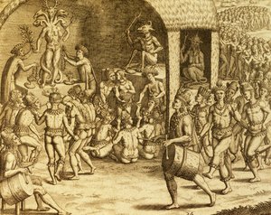 South American Indigenous Religious Rite, from Historia Americae by Theodore de Bry