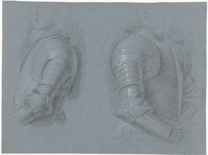 Study Sheet with the Left and Right Side of a Cuirass by Theodorus Netscher