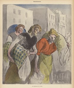 Washerwomen returning from the laundry by Theophile Alexandre (after) Steinlen