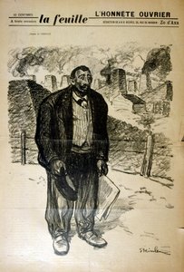 Drawing of a Poor Factory Worker Against an Industrial Landscape, by Alexandre Steinlen by Théophile Alexandre Steinlen