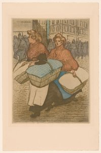 Two Washerwomen with Baskets on the Street by Théophile Alexandre Steinlen