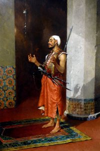 Turkish guard praying, late 19th-early 20th century by Theophile Marie Francois Lybaert