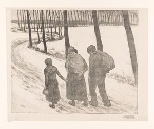 Man and Woman with Two Children Walking on a Country Road by Théo van Rysselberghe