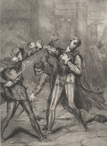Villain, thou diest: plate 10 from Othello Act 5, Scene 1, etched 1844, reprinted 1900