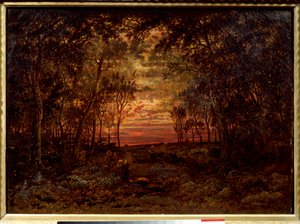 Sunset in the Forest by Pierre Etienne Theodore Rousseau