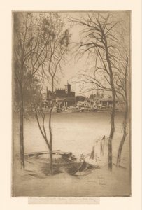 View of a River with Harbor and Industry by Théodore Roussel (signed by artist)