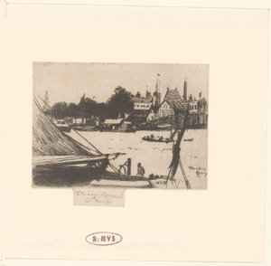View of River with Boats by Théodore Roussel (signed by artist)