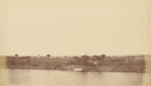 Banks of the Nile with Palm Trees and Boat by Théodule Devéria