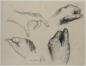 Study of Hands (recto), 1800s by Auguste Theodule Ribot