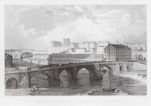 The Old Bridge, Mill, Prison, etc, Chester by Thomas (after) Allom