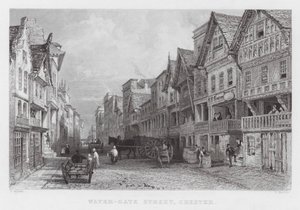 Water-Gate Street, Chester by Thomas (after) Allom