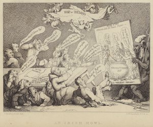 An Irish Howl: meeting of the National Convention of United Irishmen being shown the horrors of republicanism exemplified by the French Revolution by Thomas (after) Rowlandson