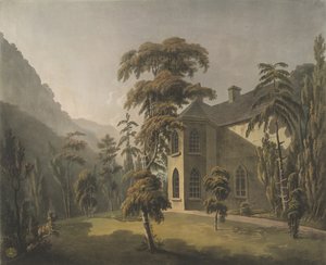 This view in the Vale of Llangollen, Plas Newydd with the Library window overlooking the garden by Thomas (after) Walmsley