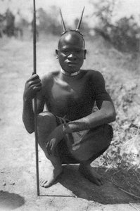 A boy with horns, Abercorn to Tukuyu, Tanganyika