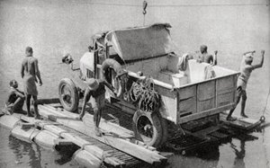 Crossing the Chambesi River on a Broken Pontoon, Northern Rhodesia, 1925-1927
