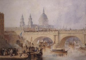 Disembarkation of the Lord Mayor at Blackfriars Bridge by Thomas Allom