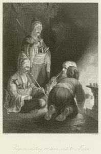Pilgrims resting on their route to Mecca by Thomas Allom