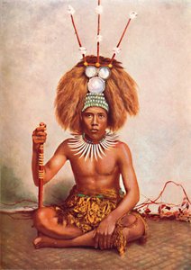 A Samoan chief in full ceremonial costume