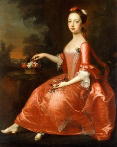 Portrait of a Young Lady, Seated Full-length, Wearing a Red Dress