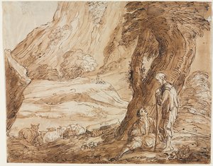 Landscape with Sheep and Two Shepherds by Thomas Barker