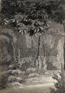 A View Through Trees Towards a Single-storey Building by Thomas Baxter