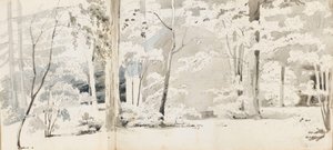 An arbour surrounded by trees by Thomas Baxter