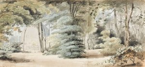 Part of the Grounds at Merton with an Arbour and Trees by Thomas Baxter