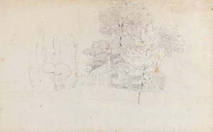 Study of Trees and a Small Building in the Grounds of Merton Place by Thomas Baxter