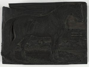 Woodblock for The Black Horse, from a General History of Quadrupeds by Thomas Bewick