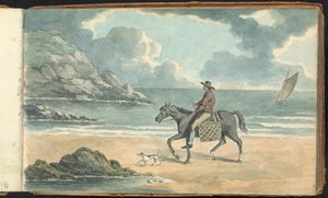 Album of Landscape and Figure Studies: Man Riding a Horse on the Beach by Thomas Bradshaw