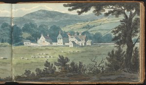 Album of Landscape and Figure Studies: Rural Landscape Scene with Farm and Grazing Sheep by Thomas Bradshaw