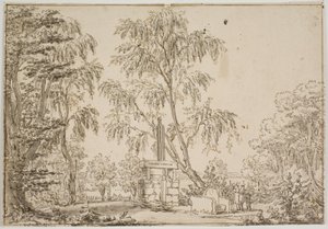 Part of Fredensborg Garden with "the Flowering Antique" and Esrom Lake in the Background by Thomas Bruun