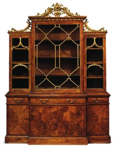 George II breakfront bookcase by Thomas Chippendale